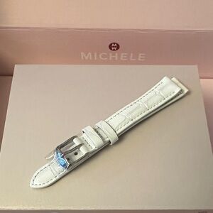 Michele Classic White Leather Strap 14mm